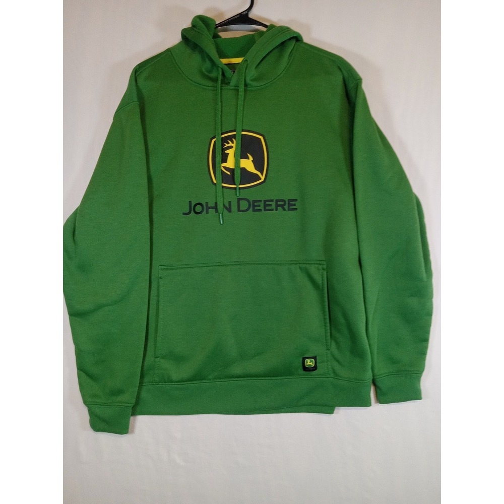 JOHN DEERE Size Medium Graphic Logo Pullover Hoodie‎ Kangaroo Pocket Green